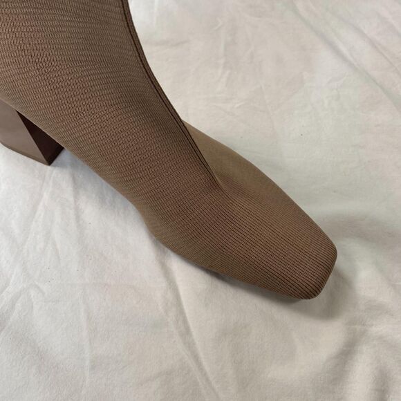 Zara 90s Style Square Toe Taupe Gray Beige Textile Slim Sock Ankle Boots US 8 - Picture 3 of 8